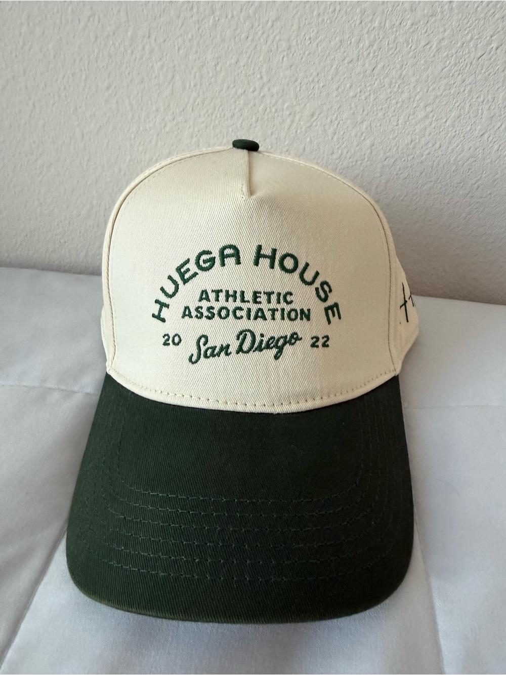 Huega House Athletic Association Hat - Cream Forest Green Adjustable